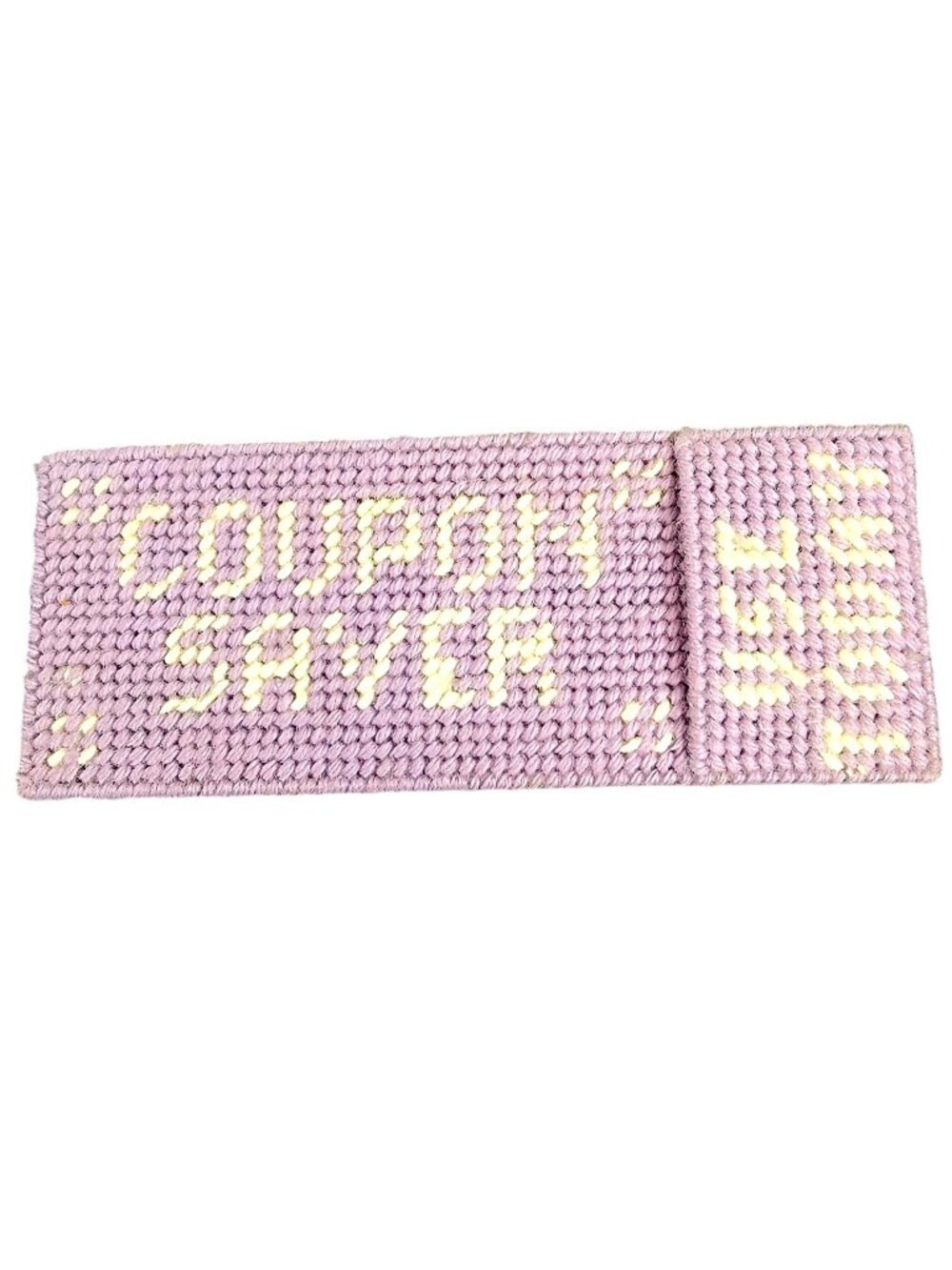 Vintage Coupon Saver Envelope Wallet Plastic Canvas Yarn Mesh Purple White Retro